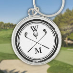 Persoonlijke Monogram Golfclubs Sleutelhanger<br><div class="desc">Geef de initialen een persoonlijk tintje aan om een geweldig golfcadeau en keepasje te creëer. Ontworpen door: Thisnotme©</div>