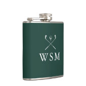 Persoonlijke Monogram Golfclubs Smaragdgroen Heupfles (Rechts)
