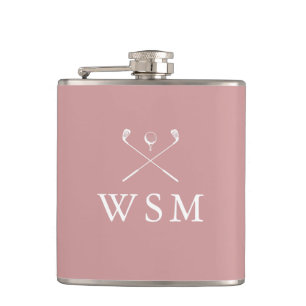 Persoonlijke Monogram Golfclubs Stof Roze Roze Heupfles