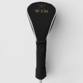 Persoonlijke Monogram Golfclubs Zwart en Goud Golfheadcover (Voorkant)