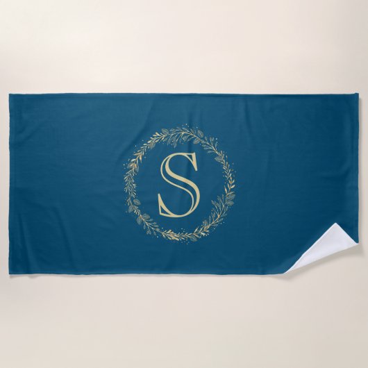 Persoonlijke Monogram Gouden Krans Strandlaken (Voorkant)