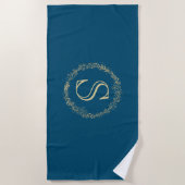 Persoonlijke Monogram Gouden Krans Strandlaken (Voorkant)