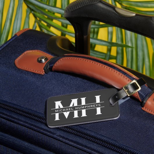 Persoonlijke Monogram Grijze Bagage Bagagelabel (Voorkant Insitu 3)