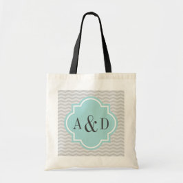 Persoonlijke monogram grijze chevron streep tas