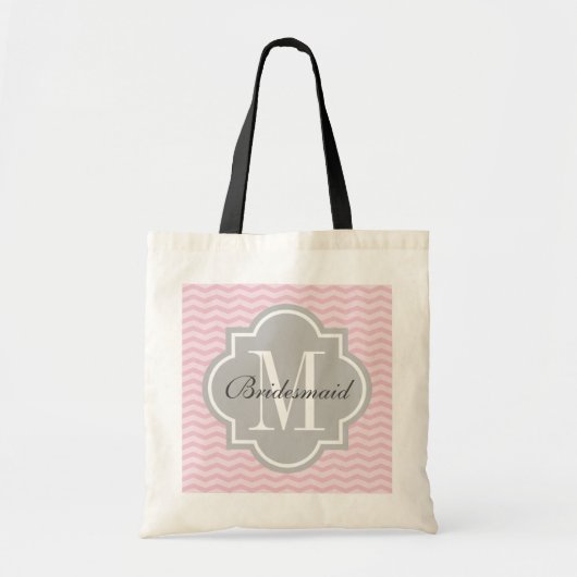 Persoonlijke monogram grijze roze chevron tas (Voorkant)