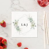 Persoonlijke Monogram Groene Beginletters Trouwfee Servet (Insitu)