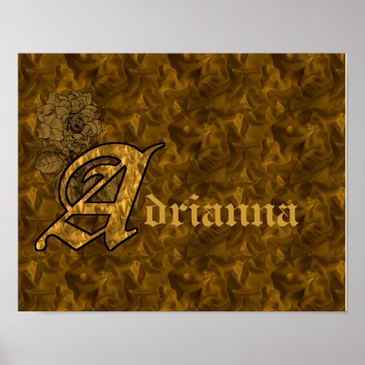 Persoonlijke monogram initiaal A gouden pioenroos Poster (Voorkant)