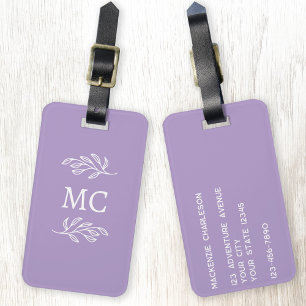 Persoonlijke monogram initiaal botanische blad bagagelabel
