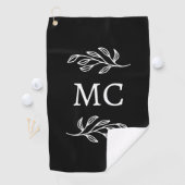 Persoonlijke monogram initiaal botanische blad golfhanddoek (Insitu)