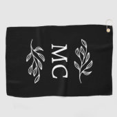 Persoonlijke monogram initiaal botanische blad golfhanddoek (Horizontaal)