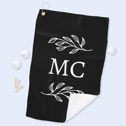 Persoonlijke monogram initiaal botanische blad golfhanddoek