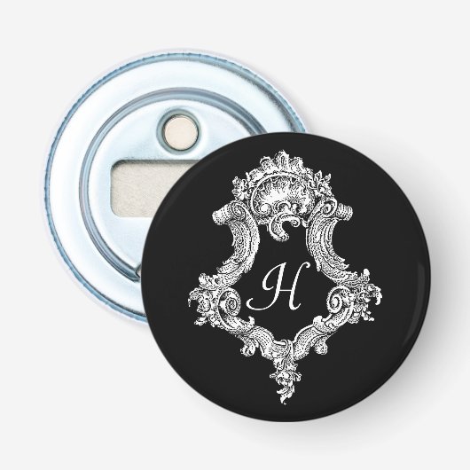 Persoonlijke Monogram Initiaal Button Flesopener (Voorkant)