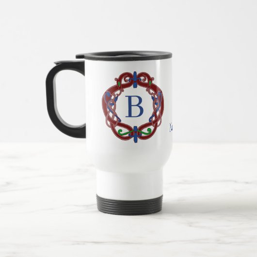 Persoonlijke monogram initiaal celtisch ontwerp na reisbeker (Links)