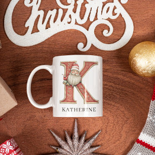 Persoonlijke monogram initiaal K Kerstman Santa Koffiemok