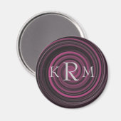 Persoonlijke monogram initiaal krullen pruim magneet (Voorkant / Achterkant)