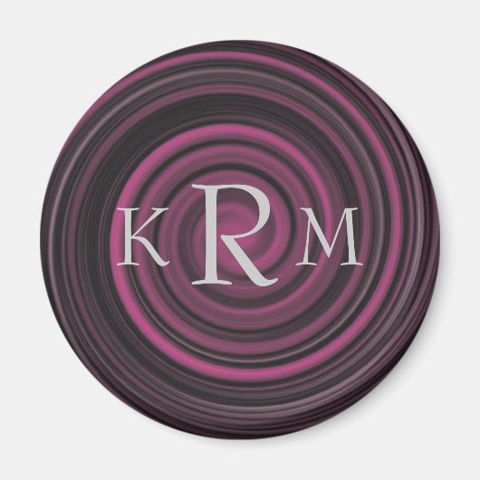 Persoonlijke monogram initiaal krullen pruim magneet (Voorkant)