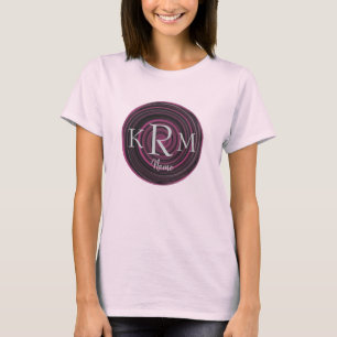 Persoonlijke Monogram Initiaal Krullen Pruim T-shirt