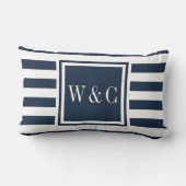 Persoonlijke monogram initiaal letters marineblauw kussen (Achterkant)