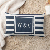 Persoonlijke monogram initiaal letters marineblauw kussen (Deken)