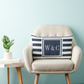 Persoonlijke monogram initiaal letters marineblauw kussen (Stoel)