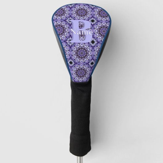 Persoonlijke Monogram Initiaal Naam Bloem Kunst Golfheadcover (Voorkant)