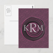 Persoonlijke monogram initiaal pruimkrullen briefkaart (Voorkant / Achterkant)