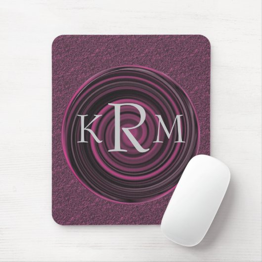 Persoonlijke monogram initiaal pruimkrullen muismat (Met muis)