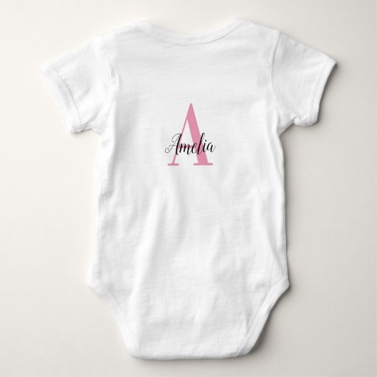 Persoonlijke monogram Initialen Naam Meisje Baby Romper (Achterkant)
