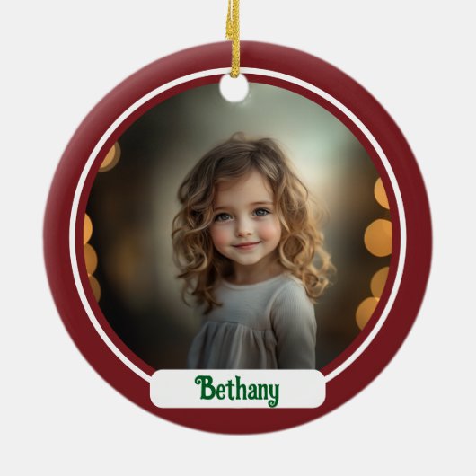 Persoonlijke monogram Kerstbal Keramisch Ornament (Achterkant)