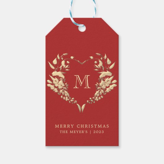 Persoonlijke Monogram Kerstcadeautags Cadeaulabel (Voorkant)