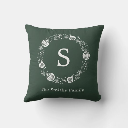 Persoonlijke monogram kerstkrans kussen (Achterkant)