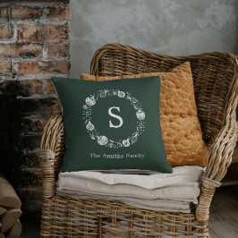 Persoonlijke monogram kerstkrans kussen
