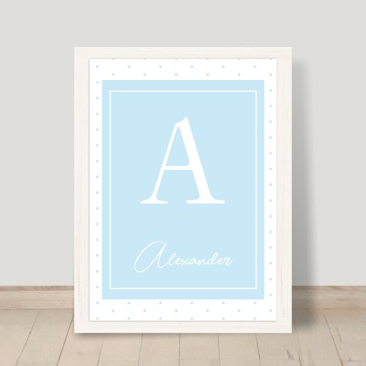 Persoonlijke monogram kinderkamer met initiële naa poster