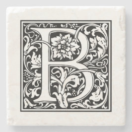 Persoonlijke Monogram Letter B Weddendag Stenen Onderzetter