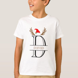 Persoonlijke Monogram Letter D Geweien Kerstmis  T-shirt
