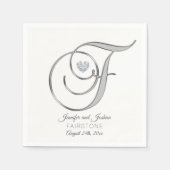 Persoonlijke Monogram Letter F Silver Wedding Servet (Voorkant)
