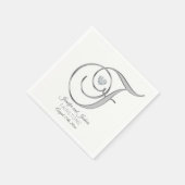 Persoonlijke Monogram Letter F Silver Wedding Servet (Hoek)