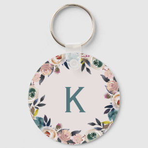 Persoonlijke Monogram Letter Floral Chic Dames Sleutelhanger
