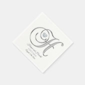 Persoonlijke Monogram Letter H Silver Wedding Servet (Hoek)