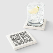 Persoonlijke monogram letter J bruiloft verjaardag Stenen Onderzetter (Zijkant)