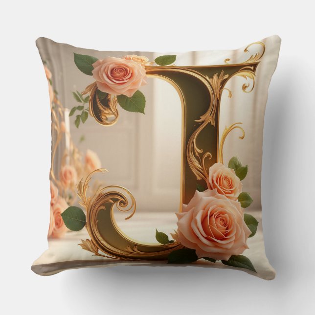 🌷 Persoonlijke Monogram Letter J Decoratie 🌼 Kussen (Voorkant)