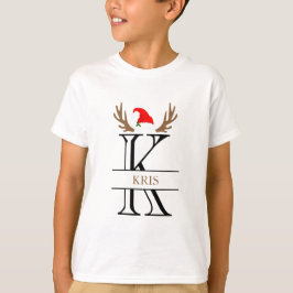 Persoonlijke Monogram Letter K Antlers Xmas T-shirt