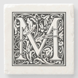 Persoonlijke monogram Letter M Wedding Birthday Stenen Onderzetter