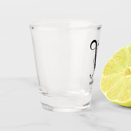 Persoonlijke Monogram Letter W met Achternaam Shot Glas (Links)