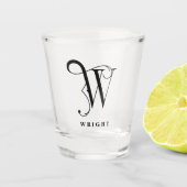 Persoonlijke Monogram Letter W met Achternaam Shot Glas (Voorkant)
