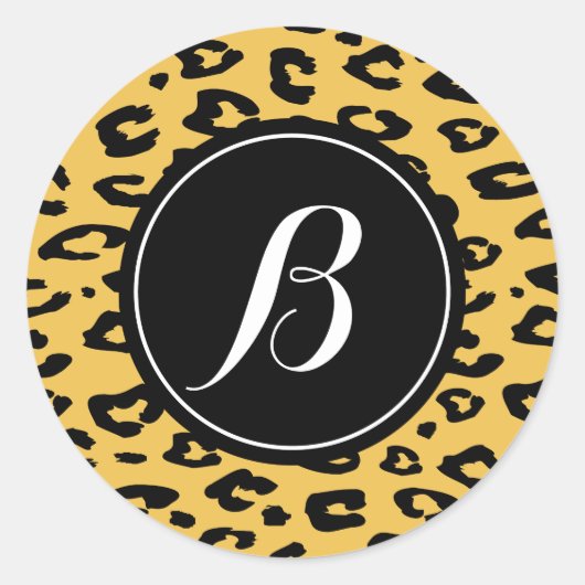 Persoonlijke monogram luipaardprint stickers (Voorkant)