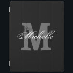 Persoonlijke monogram magnetische iPad cover | Zwa<br><div class="desc">Persoonlijke monogram magnetische iPad cover | Zwart. Eigen naambedekking met monogrammed letter.  en elegante tekst van de manuscripttypografie. Leuk cadeauidee voor Birthday of Kerstmis. Geschikt voor mannen,  vrouwen en kinderen.</div>