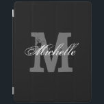 Persoonlijke monogram magnetische iPad cover | Zwa<br><div class="desc">Persoonlijke monogram magnetische iPad cover | Zwart. Eigen naambedekking met monogrammed letter.  en elegante tekst van de manuscripttypografie. Leuk cadeauidee voor Birthday of Kerstmis. Geschikt voor mannen,  vrouwen en kinderen.</div>