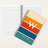 Persoonlijke Monogram met brede retro strepen Notitieboek (Binnen)