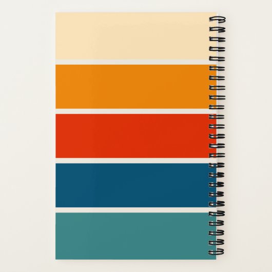 Persoonlijke Monogram met brede retro strepen Notitieboek (Achterkant)